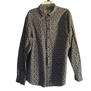 Jachs Mfg. Co. Men’s Gray Floral 100% Cotton Button Down Shirt Size XL Office
